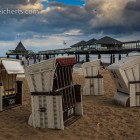 Strandkörbe und dunkle Wolken in Heringsdorf, Insel Usedom