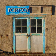 Werbeschild in Portsoy, Schottland