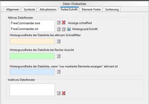 Einstellungen für Darstellung