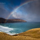 Regenbogen über weitem Strand, Uig, Isle of LEwis