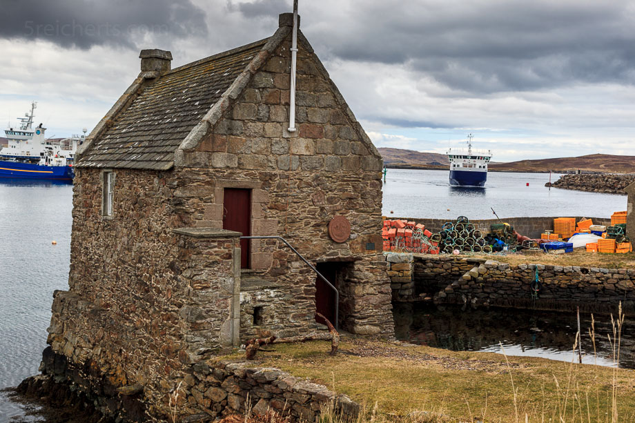 Haus auf Whalsay, Hanseatic Booth, Shetland, Schottland