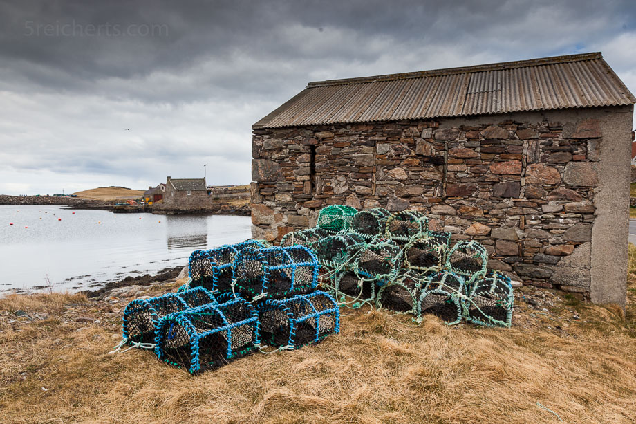 Haus auf Whalsay, Hanseatic Booth, Shetland, Schottland