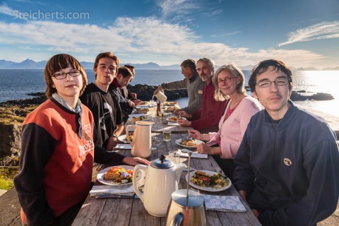 Selbst Ende September können wir noch im Freien essen!