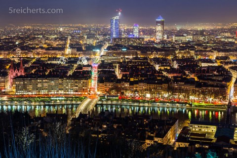 Blick über Lyon, Lichterfest im Dezember