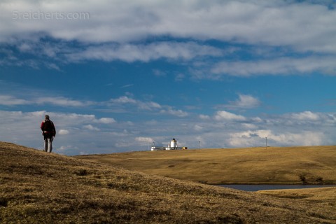 Blick zum Leuchtturm von Eshaness