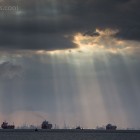 Regenwolken über dem Hafen von Kingston upon Hull