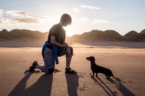 Amy und Grindel im Sonnenuntergang, Rattray