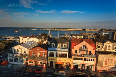 Blick vom Leuchtturm von Warnemünde, Deutschland