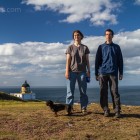 St Abbs, Amy, Noah und Grindel - an der Leine, weil das ein Vogelschutzgebiet ist