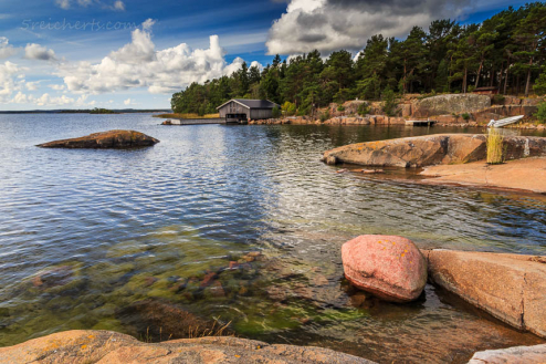 Küste der Insel Vardö. Åland, Finnland