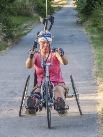 Steigungen sind mit dem Handbike extrem anstrengend