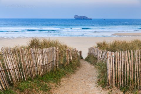 Blick über den Strand am Pointe de Toulinguet