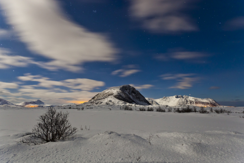 Vollmondnacht, Hov, Lofoten, Norwegen