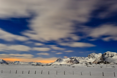 Vollmondnacht, Hov, Lofoten, Norwegen