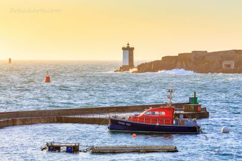 Blick zum Leuchtturm Kermovan, Le Conquet