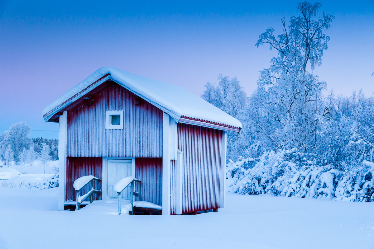 Hütte bei minus 40°C, Lulea, Schweden