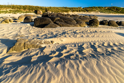 Muster im Sand nach Wind, Plage des Amiets