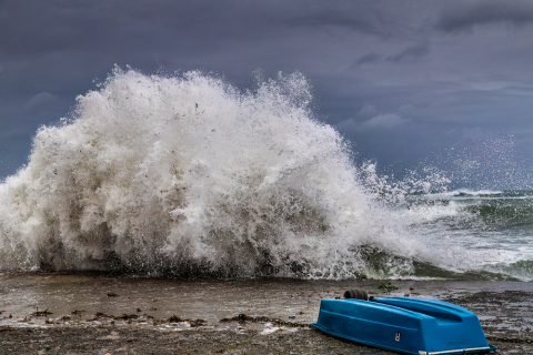 Wintersturm, Wellen an der Plage des Amiets