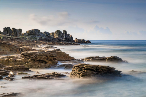 Felsenküste in Lesconil, Langzeitbelichtung