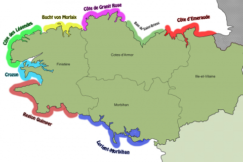 Karte die Regionen der Bretagne