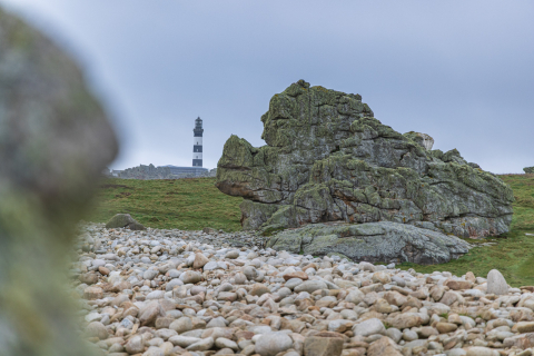 Regenwetter in Pern, Ouessant, Leuchtturm Creac'h